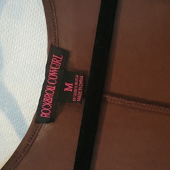 Rock & Roll Cowgirl Fringe vest tank top dark brown Nashville - Picture 2 of 5